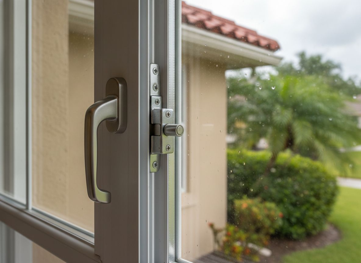 Impact window hardware detail